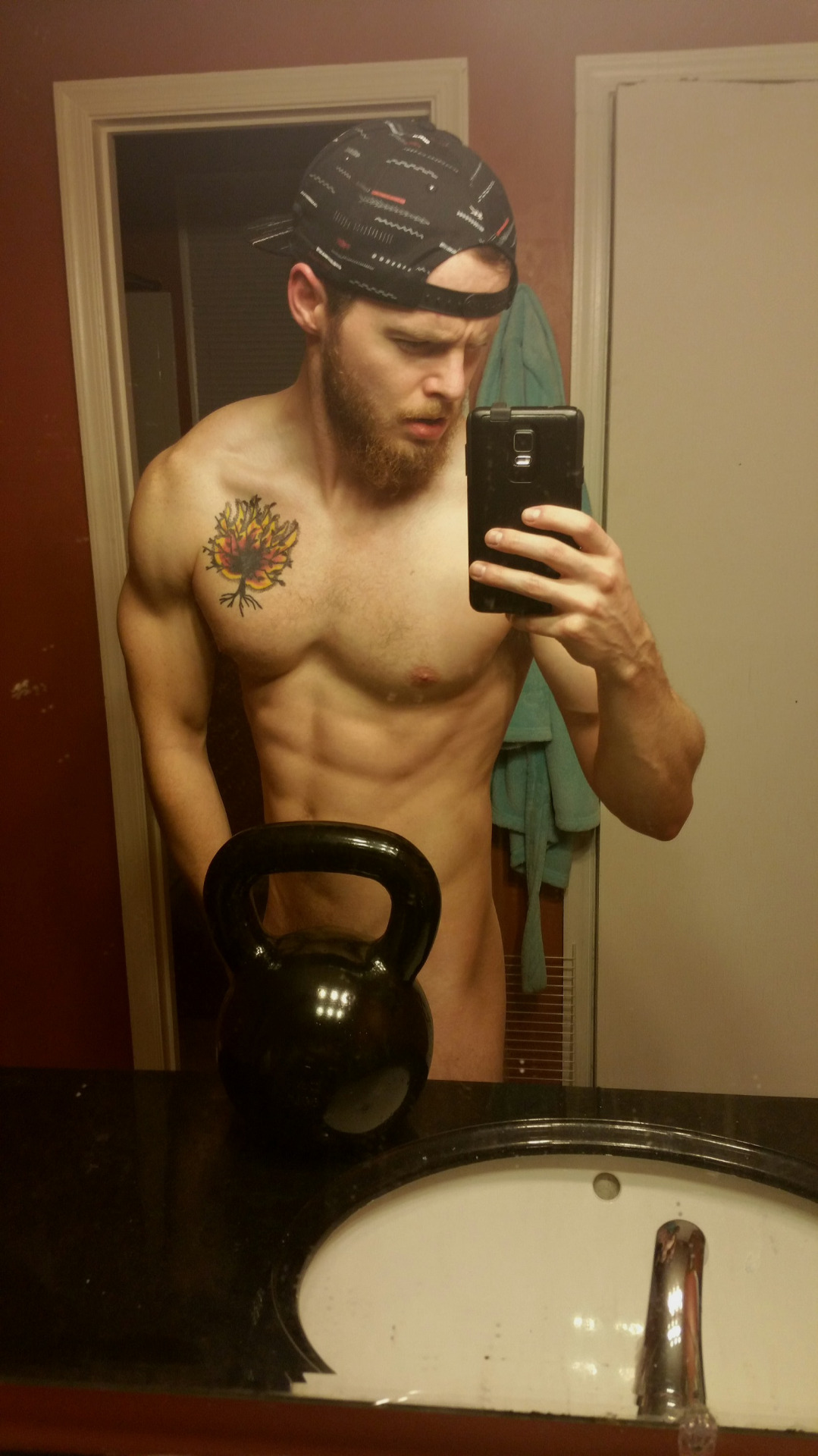 bearded man nude self pic